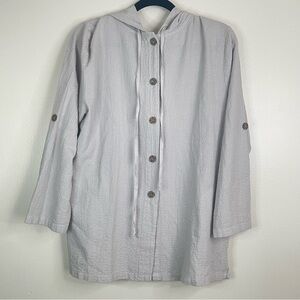 Gray Focus Casual Hooded Women's Blouse